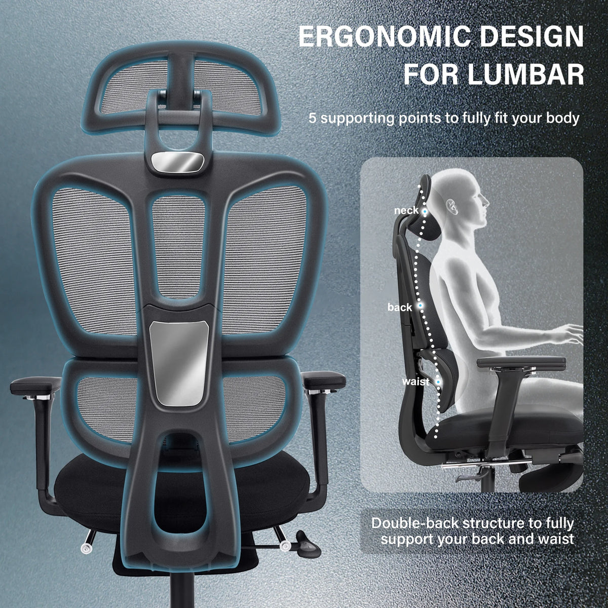 Mesh Office Chair with Footrest R258