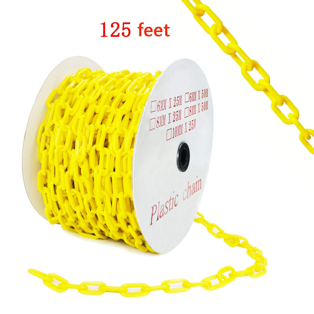 Yellow Plastic Safety Barrier Chain with 12 S-Hooks, 12 Carabiner Clips, 2 Chain Connector Z4932