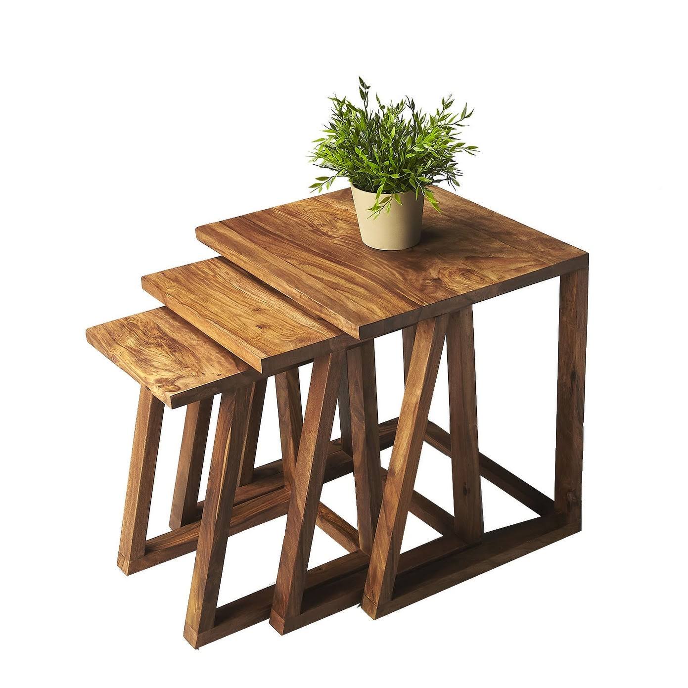 Light Brown Wooden Nesting Table C203039