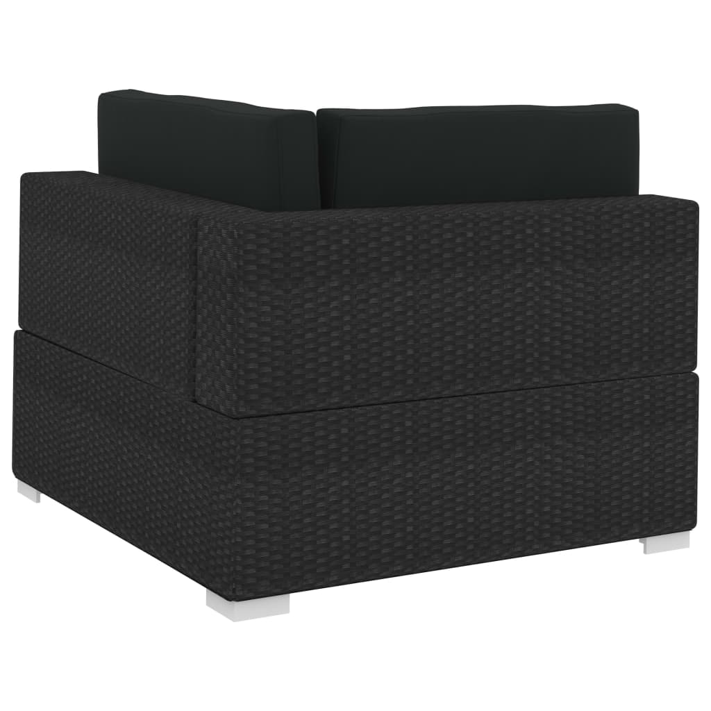 Black Poly Rattan Patio Sofa Set with Cushions Q108
