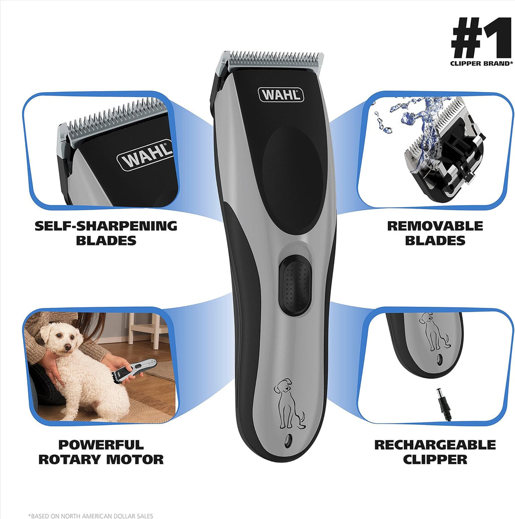 Rechargeable Dog Grooming Kit, Silver, 10 Piece Set J61852