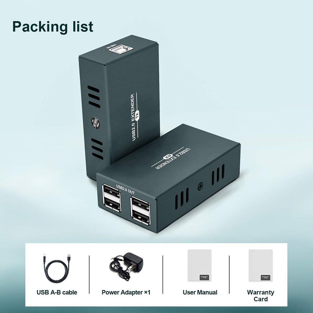 USB Extender 165ft Kit with 4 USB 2.0 Hub, Over Ethernet Cat5e/6/7 M858471