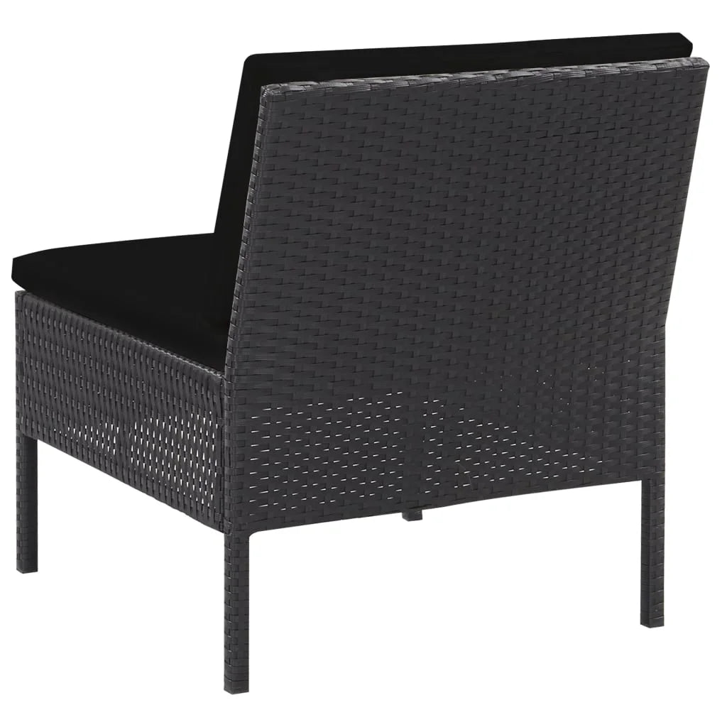 5 Piece Patio Sofa Set with Cushions Poly Rattan Black W829