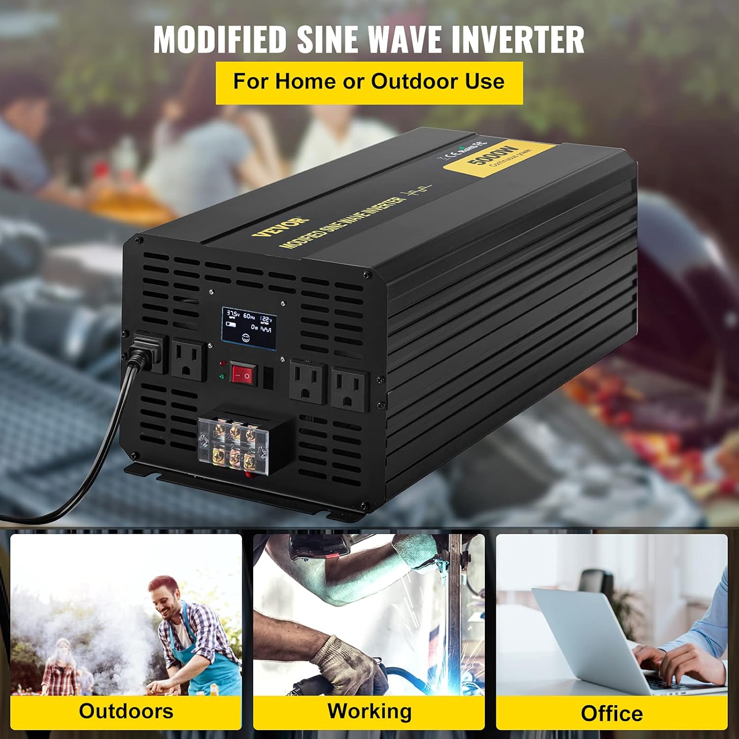 5000W Modified Sine Wave Power Inverter with LCD Display F871431