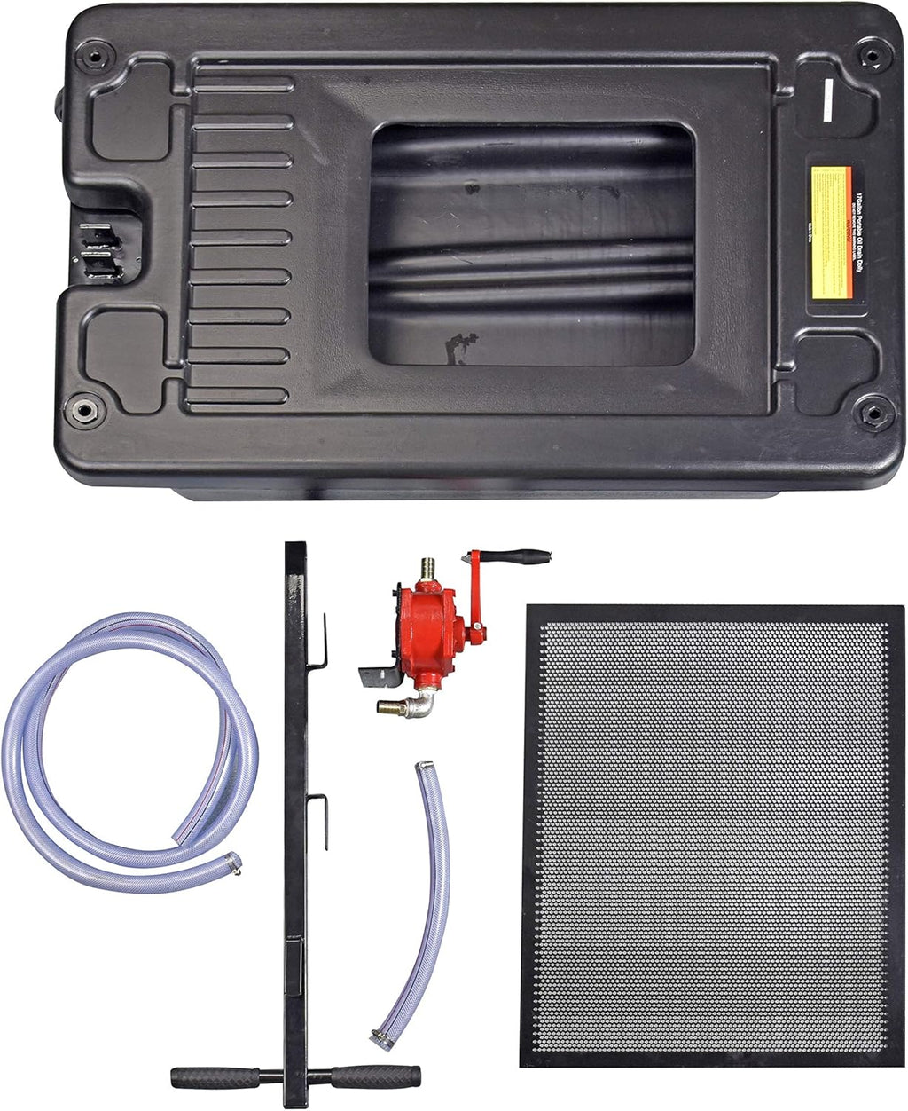 17 Gallon Low Profile Portable Oil Drain Pan with 8 Feet Evacuation Hose K24210
