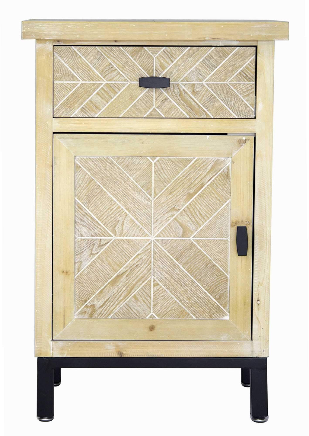 Antique White Wood Glass Accent Cabinet A884
