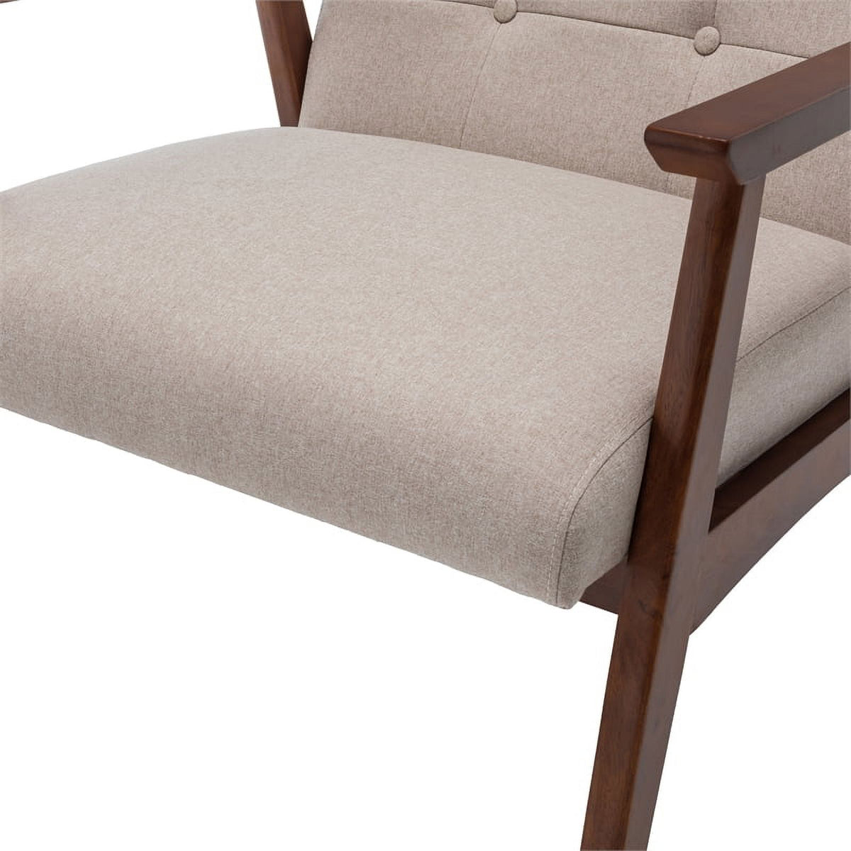Accent Chair and Ottoman Set in Sandy Beige Fabric T122