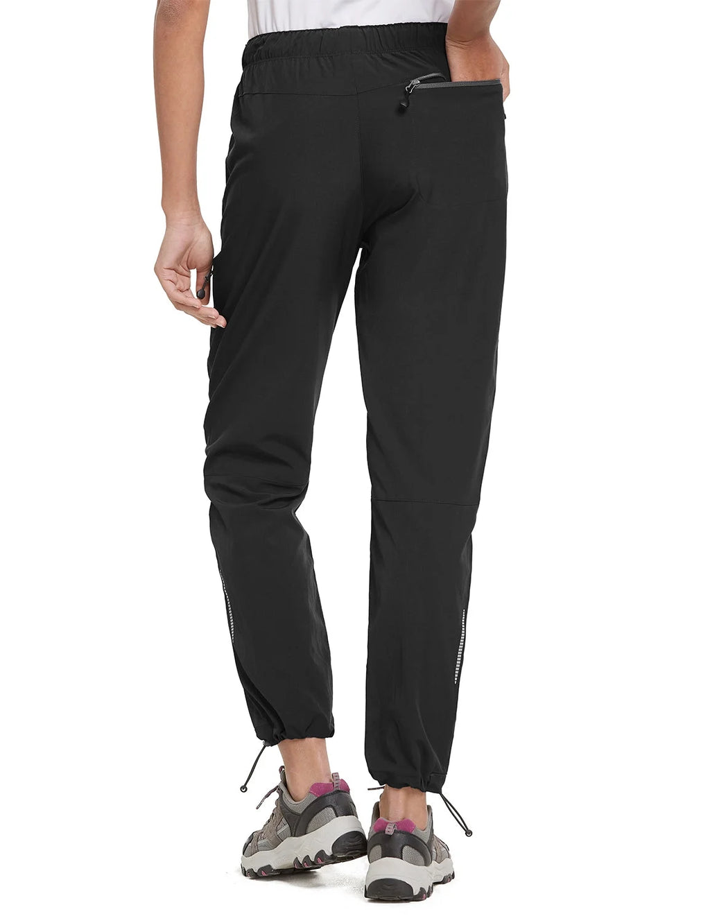 Black Quick Dry Water Resistant Cargo Pants with 4 Zip-Closure Pockets H808499
