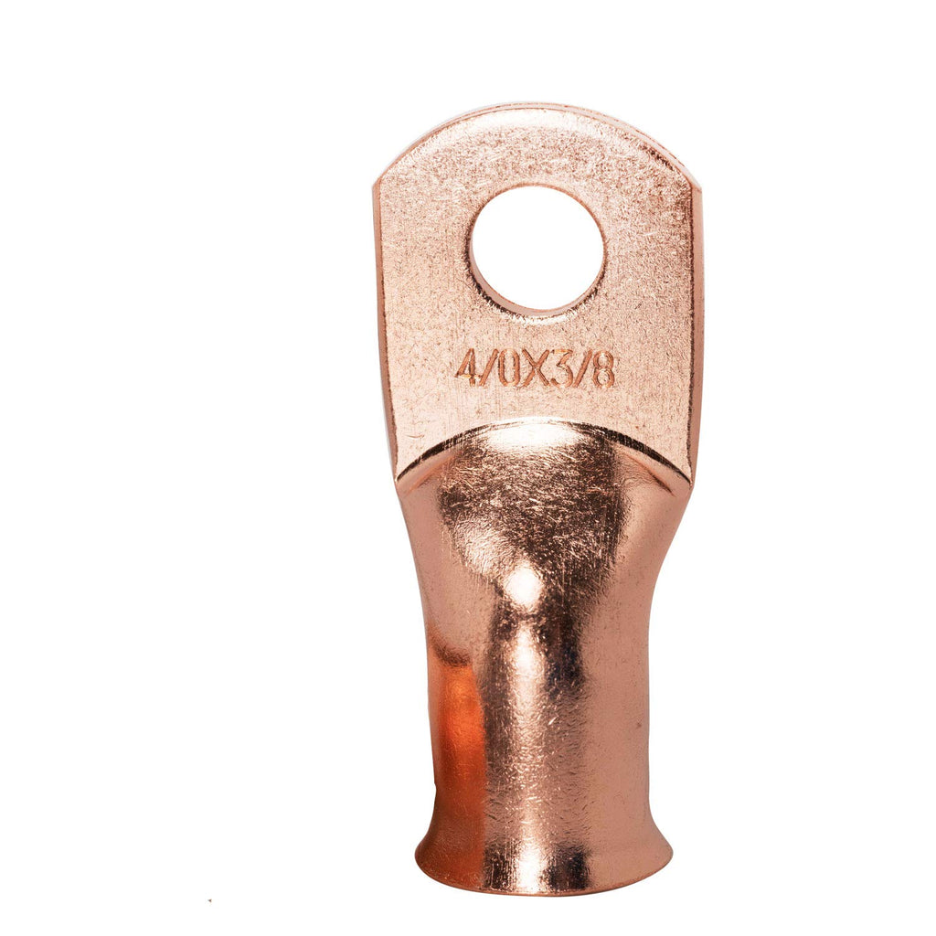 12PCS 1/0x3/8 Copper Ring Terminal Connectors 1/0 AWG Heavy Duty Battery Cable Ends Bare Copper Lugs with 12 PCS 3:1 Heat Shrink Tubing T692807