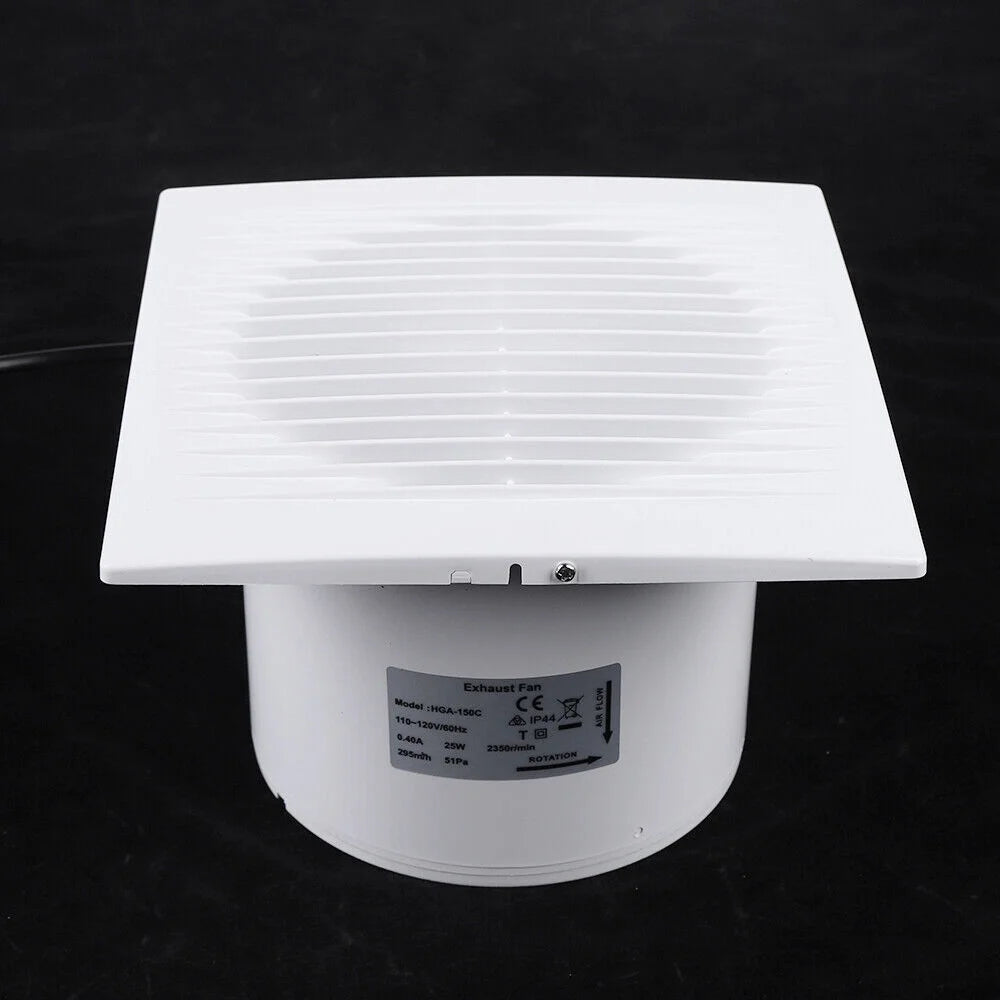 Wall-Mounted Square Exhaust Fan 6" Ventilation Extractor Fan 110V S820404