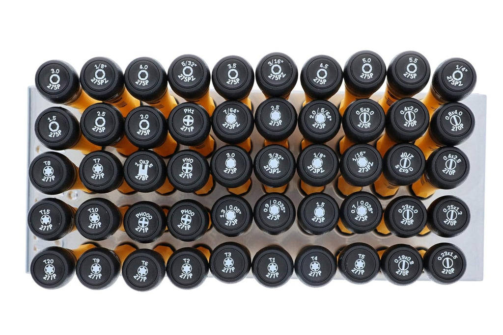 50 Piece ESD Safe Precision Screwdriver Set in Steel Rack F614