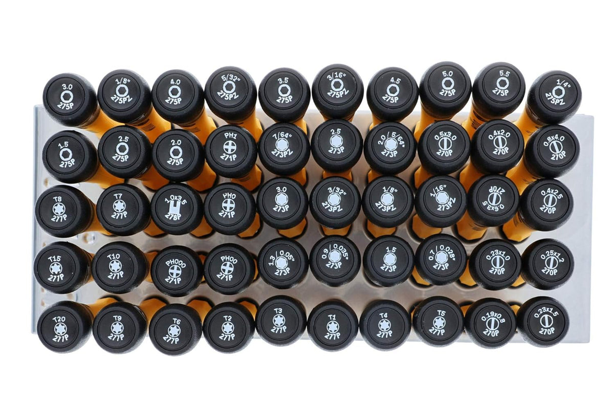 50 Piece ESD Safe Precision Screwdriver Set in Steel Rack F614