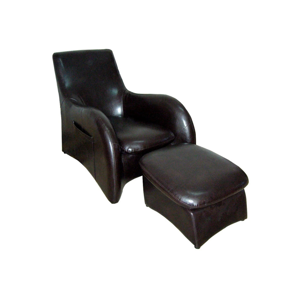 Brown Leather Armchair with Ottoman Q5825