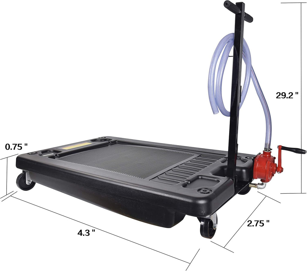 17 Gallon Low Profile Portable Oil Drain Pan with 8 Feet Evacuation Hose K24210