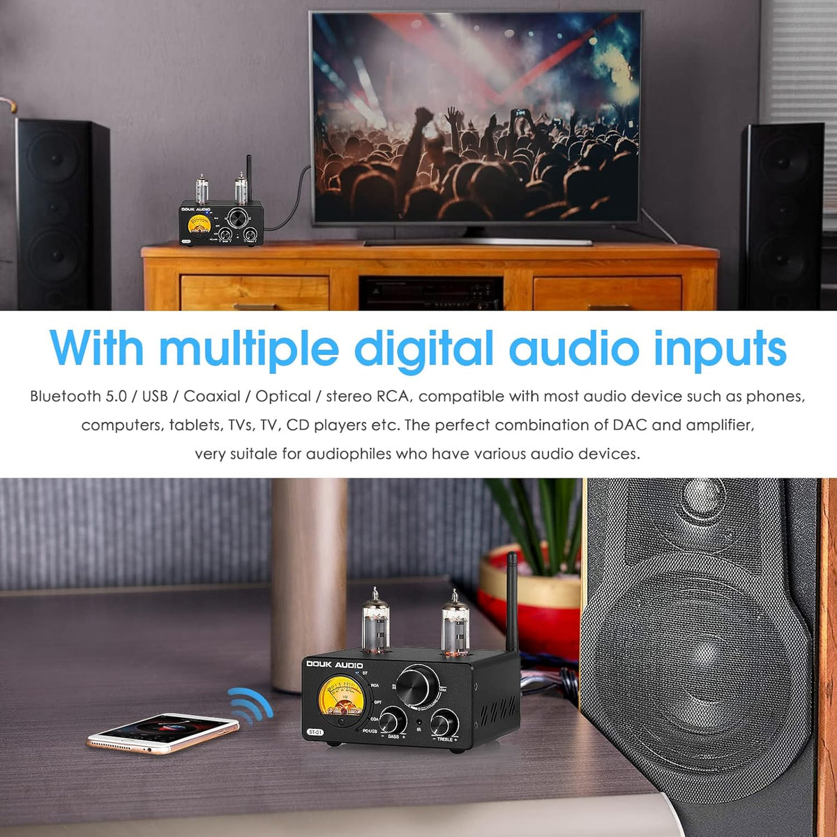 2 Channel 200W Bluetooth Vacuum Tube Amplifier R3147