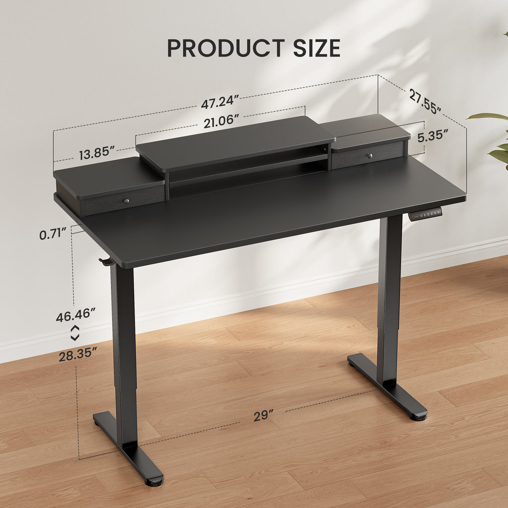 Black Electric Standing Desk with Drawer R16795