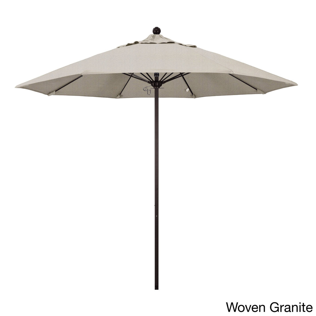 9& Fiberglass Market Umbrella Push Open Bronze/Olefin/White H603841