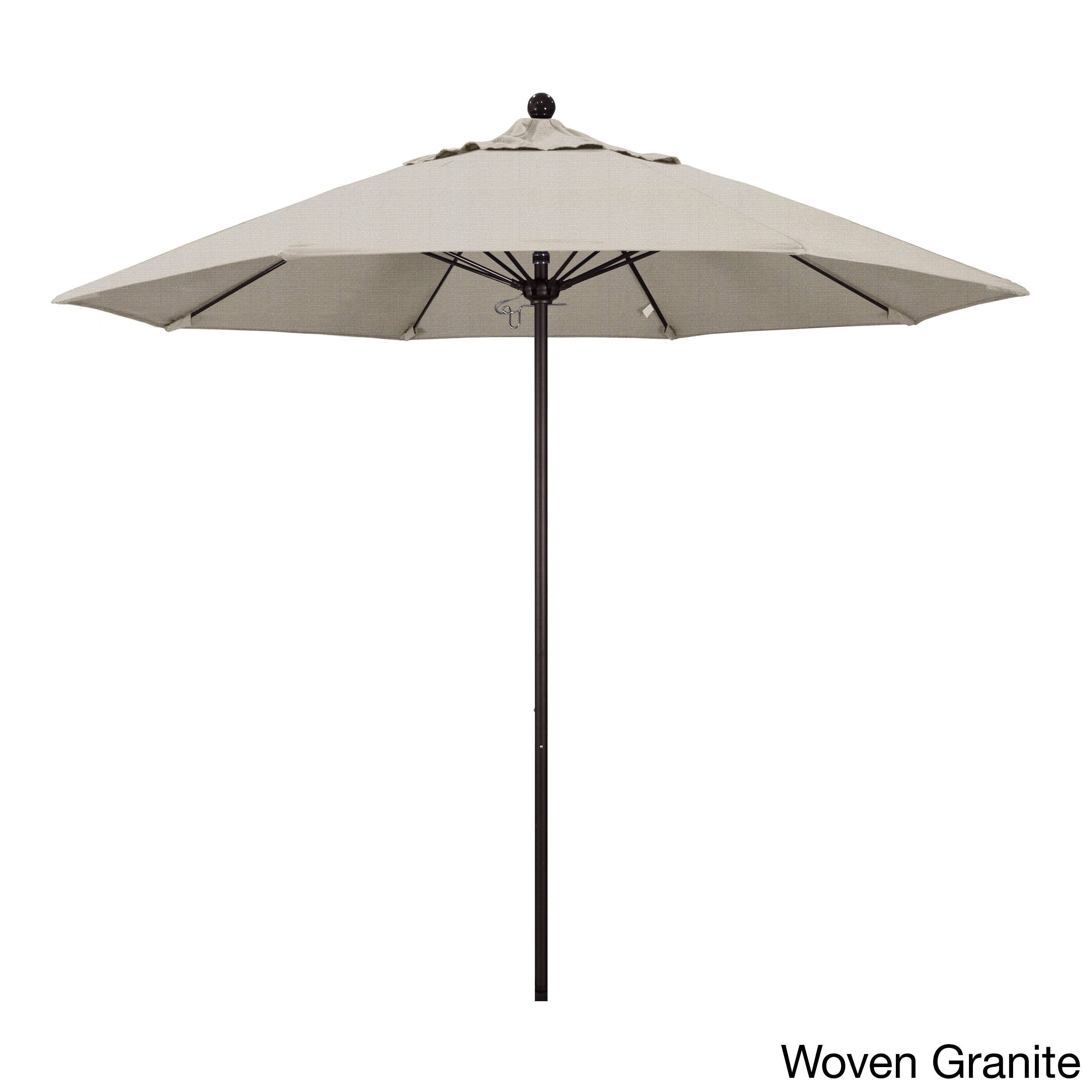 9& Fiberglass Market Umbrella Push Open Bronze/Olefin/White H603841