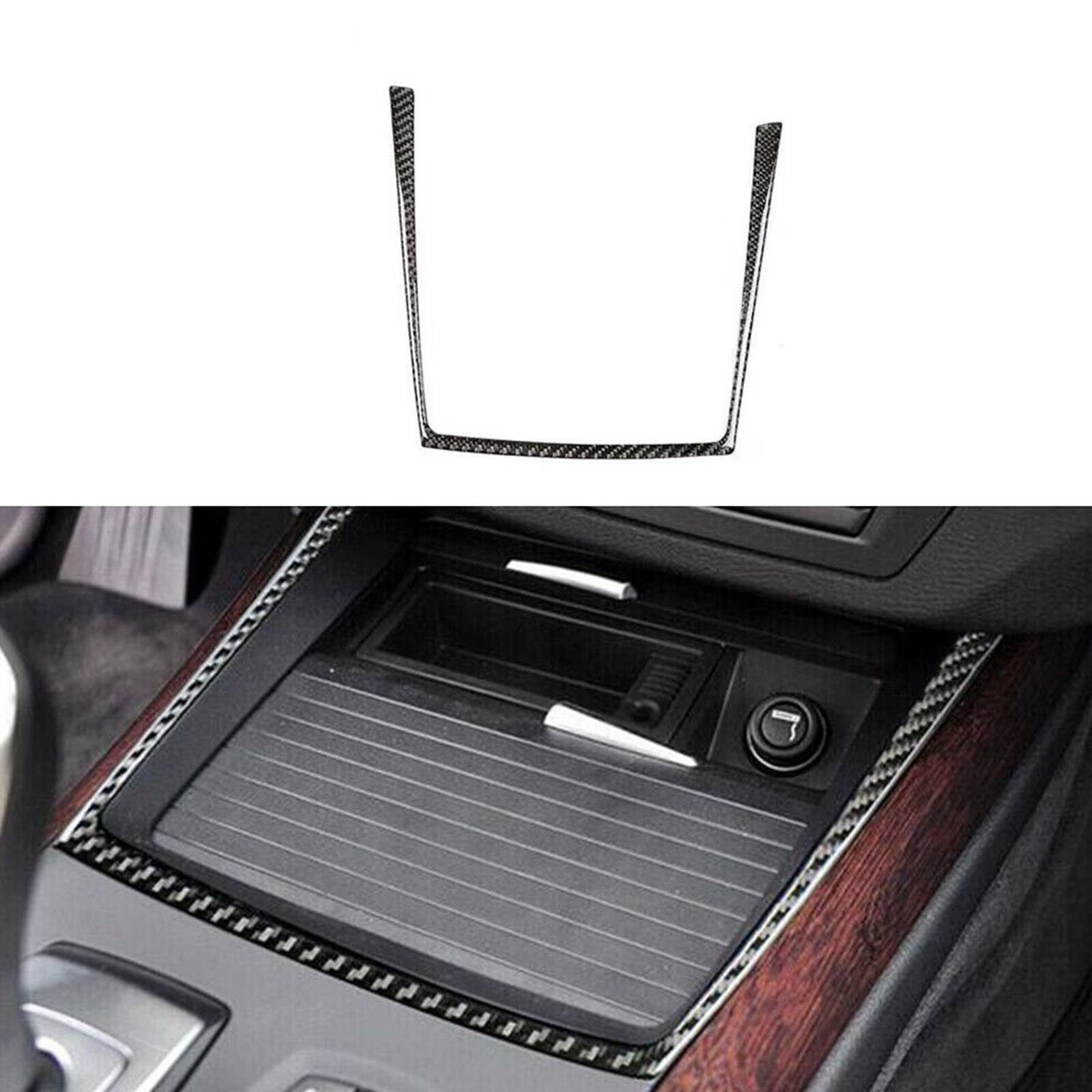 Carbon Fiber Water Cup Holder Frame Cover Trim R3969