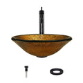 Vessel Sink Ensemble with Antique Bronze Finish Faucet, Pop-Up Drain, and Sink Ring E83923