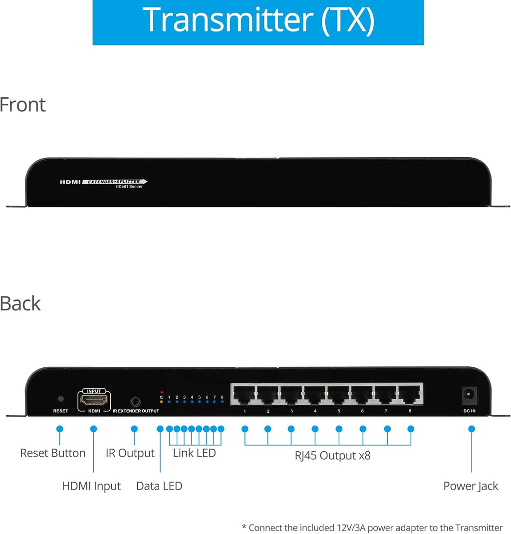 1080p 8 Port HDMI Extender Splitter over CAT5e / CAT6 L4100