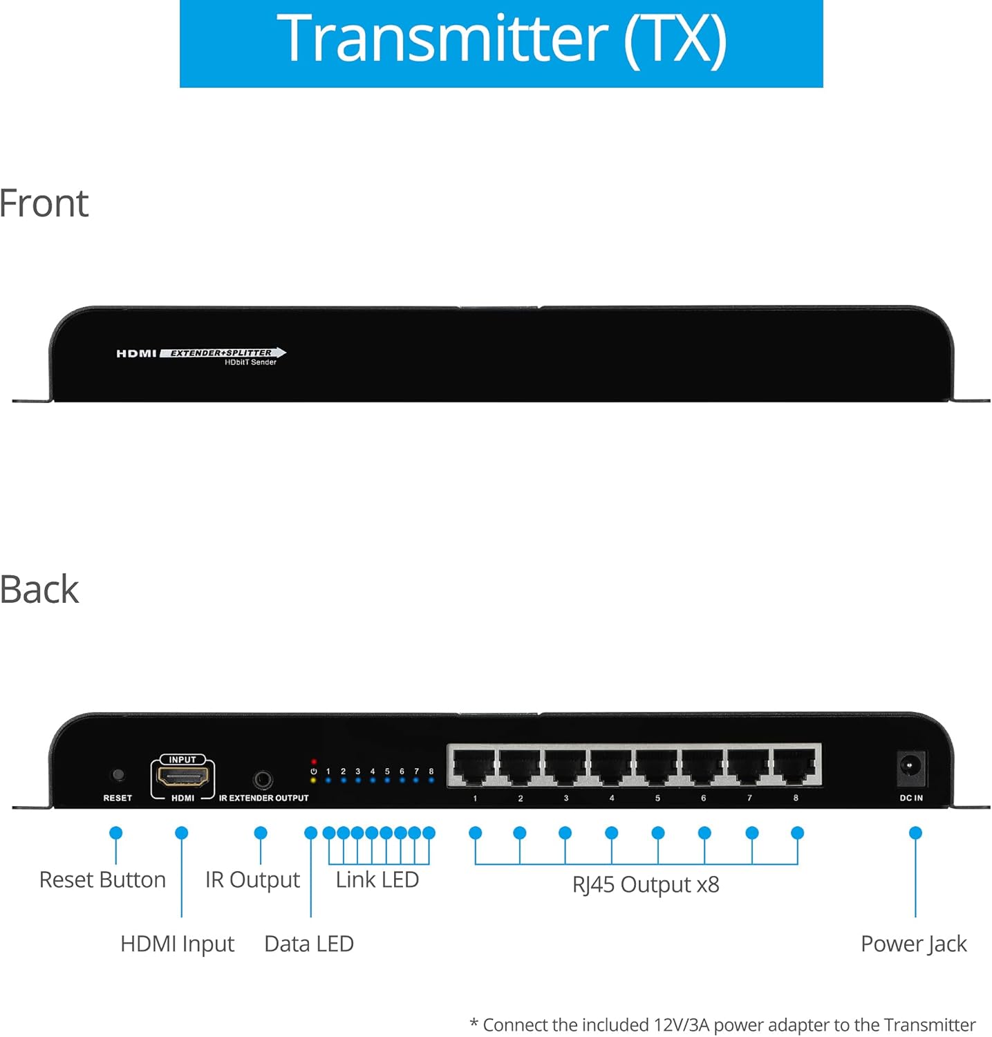 1080p 8 Port HDMI Extender Splitter over CAT5e / CAT6 L4100