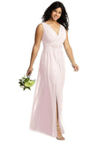 Blush Pink Shirred Chiffon Gown S238