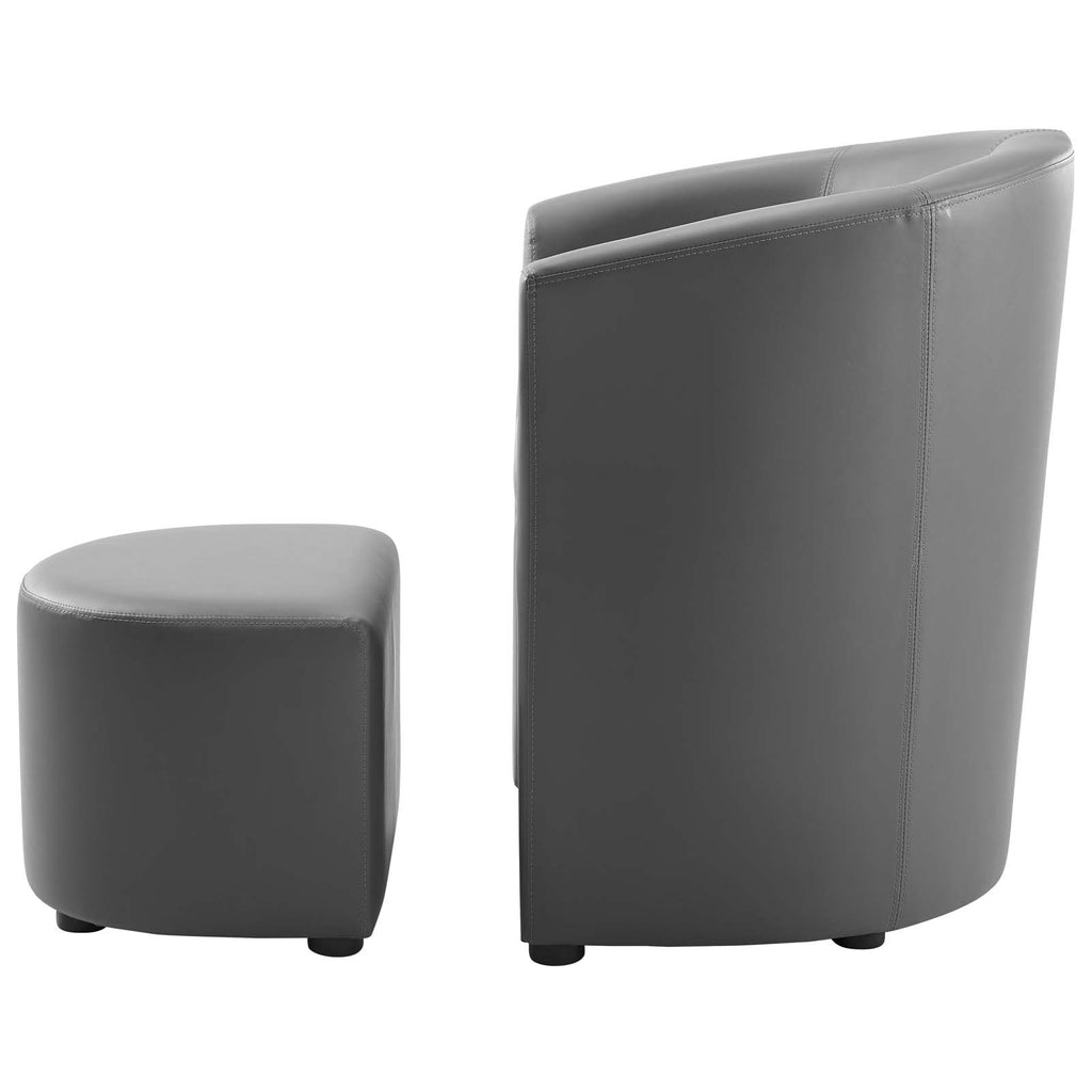 Grey Faux Leather Armchair and Ottoman A3232