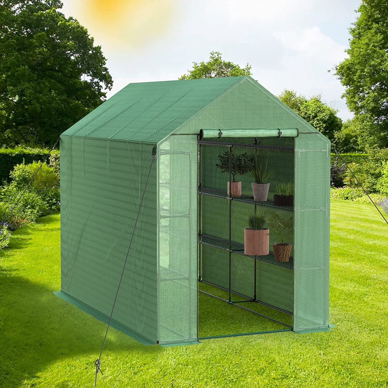8 FT Pop-up Walk-in Greenhouse with Shelves B804325