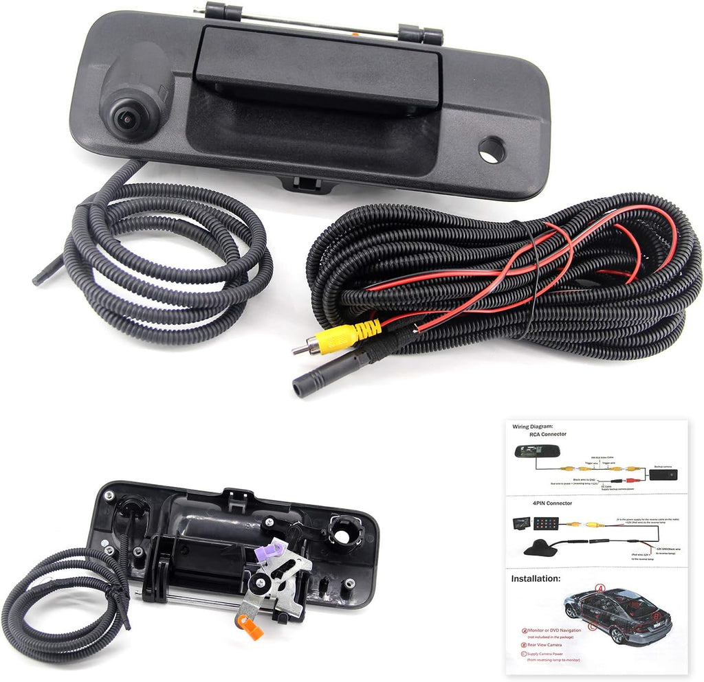 Rear Tailgate Handle Backup Camera Compatible with Toyota Tundra 2007-2013 Black Pack of 2 I708