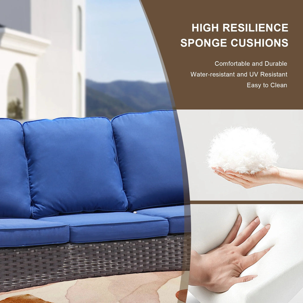 2 Pieces Outdoor Patio Wicker Sectional with Loveseat L595092