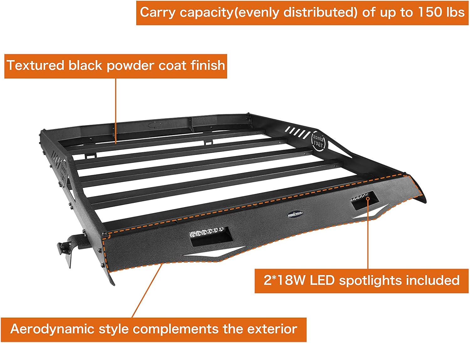 Roof Rack Cargo Carrier Basket with Wind Deflector H329