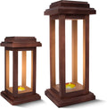 Rustic Decorative Wooden Lantern Set of 2 G616166