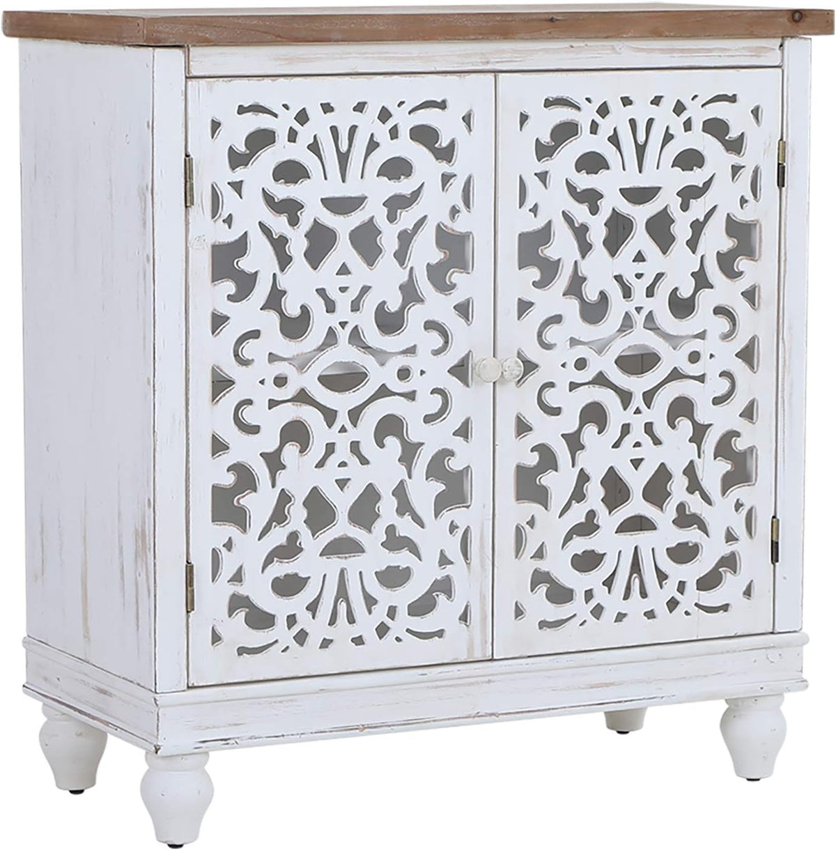 Blue Distressed Storage Cabinet with 2 Doors and Wooden Frame U997