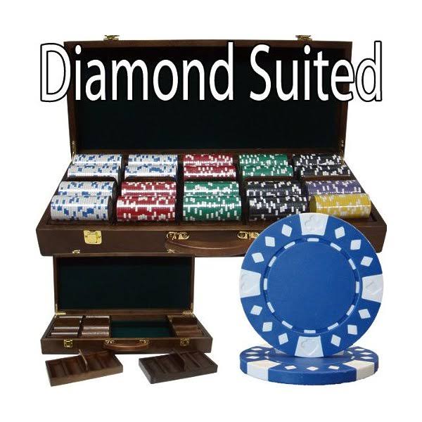 500ct. 14g Poker Chip Set in Walnut Wooden Carry Case X633753