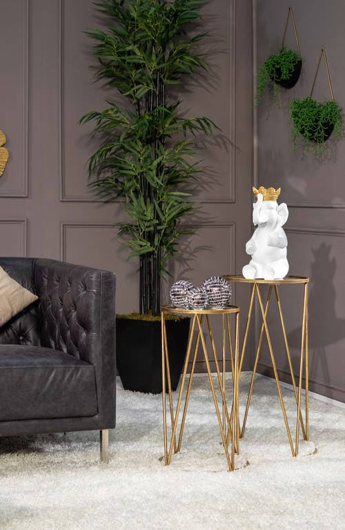 White/Gold Polyresin Elephant F4033
