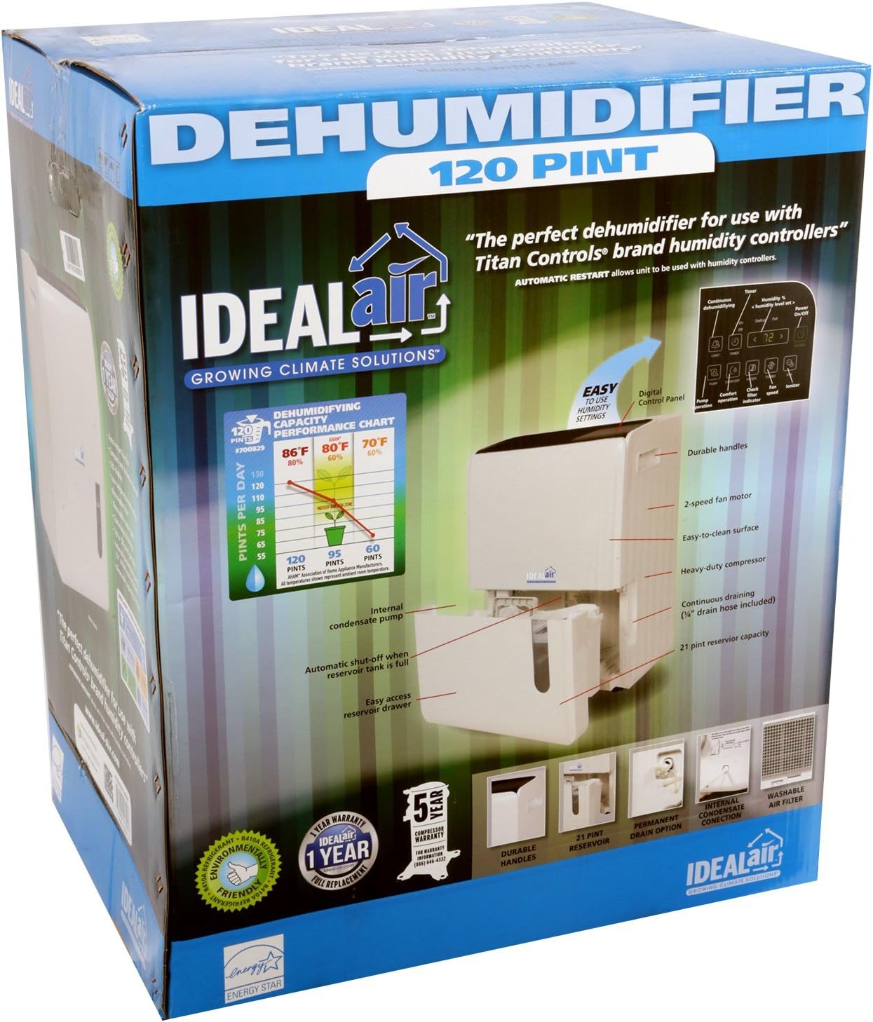 White 60 Pint Dehumidifier P24689