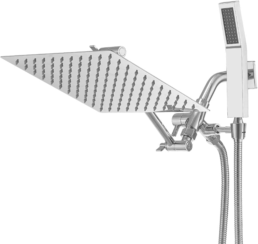 10 Inch All Metal Rain Shower Head With Handheld, High Pressure Dual Shower Head Combo With Adjustable Extension Arm, 70" Flexible Hose, 3-Way Diverter (Chrome) P83387