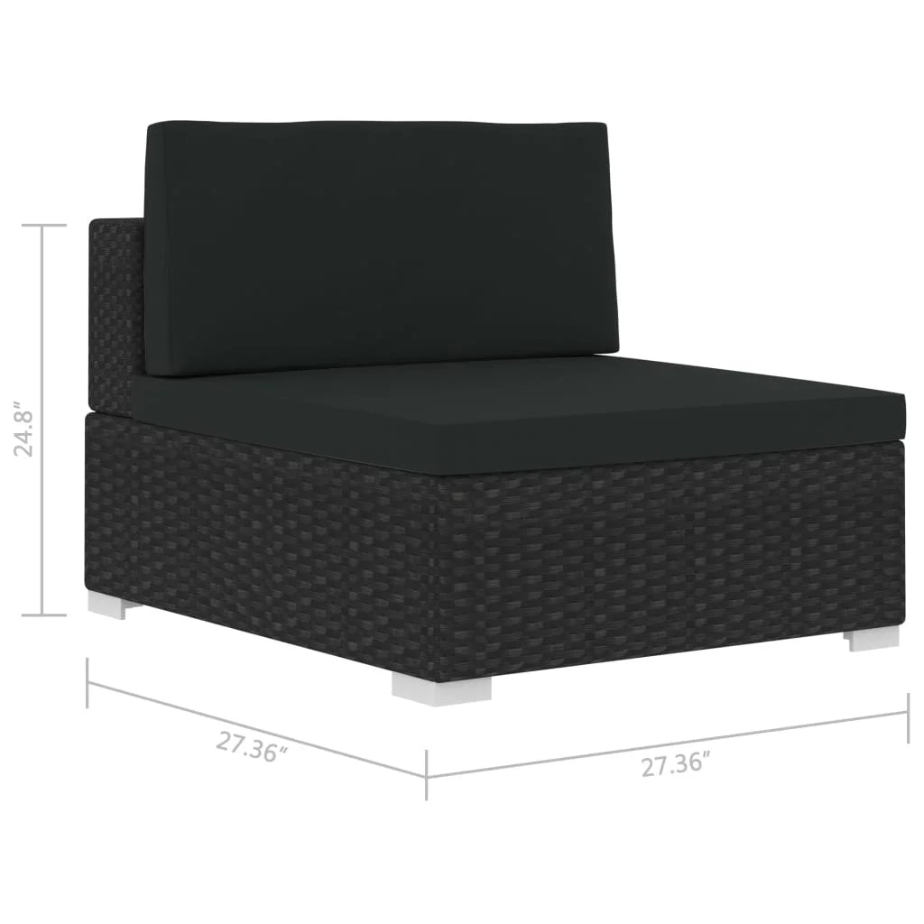 Black Poly Rattan Patio Sofa Set with Cushions Q108