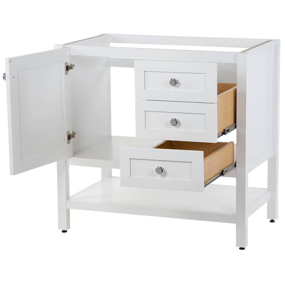 White 36 in. W x 22 in. D x 34 in. H Bath Vanity Cabinet R577826