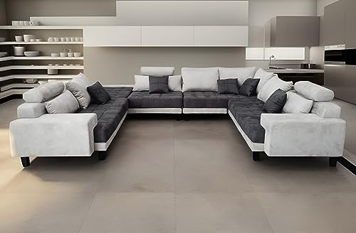 Black Microfiber Fabric Sectional Sofa T4171