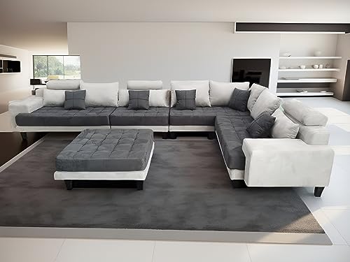 Black Microfiber Fabric Sectional Sofa T4171