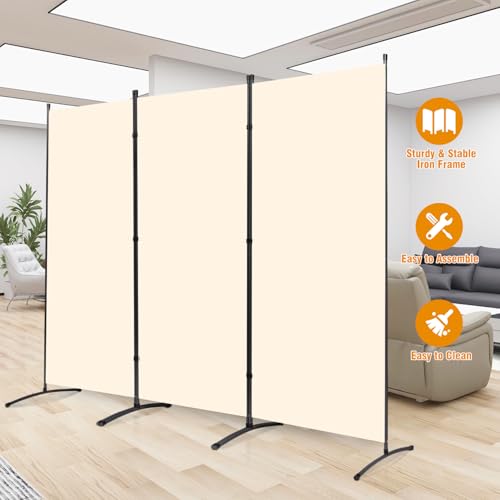 Grey 3 Panel Folding Room Divider Screen with Metal Frame Q13479