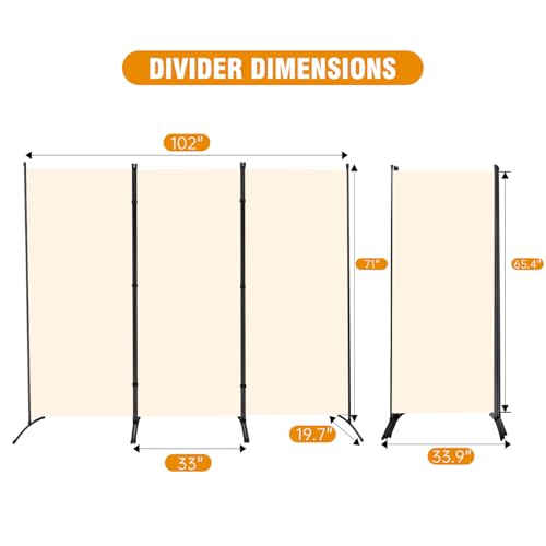 Grey 3 Panel Folding Room Divider Screen with Metal Frame Q13479