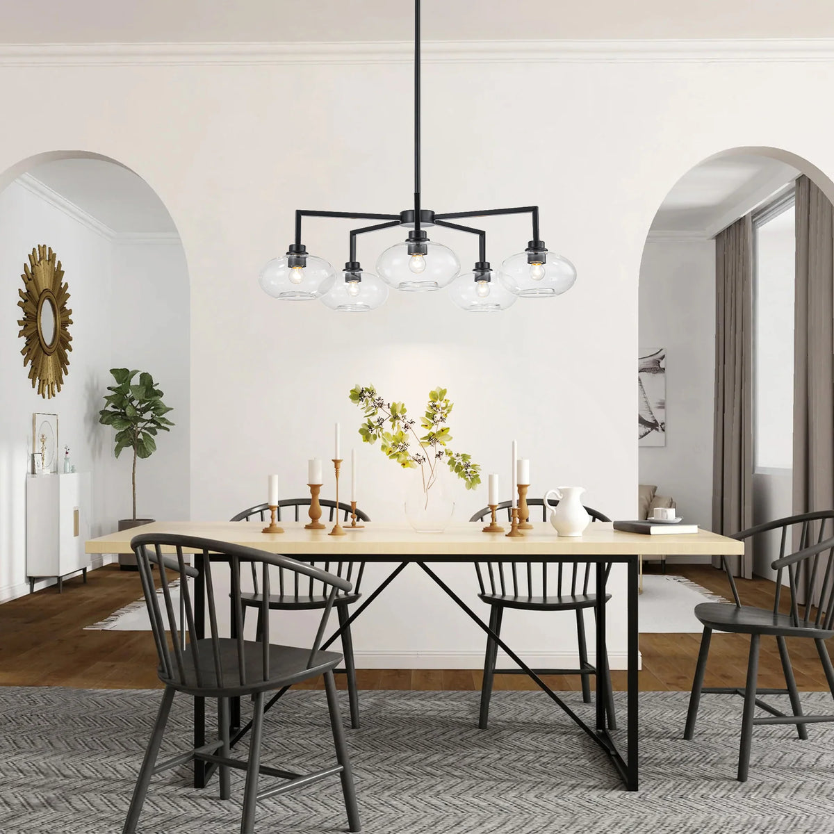 5-Light Dimmable Clear Glass Linear Chandelier G831510