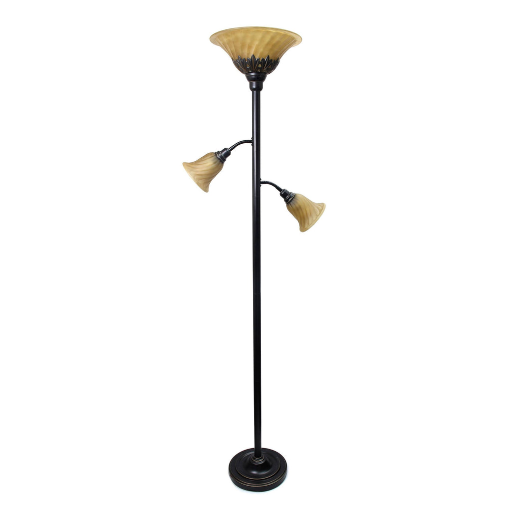 3 Light Floor Lamp with Scalloped Glass Shades V79568