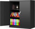 Black Metal Locking Steel Storage Cabinet with 2 Doors and 2 Adjustable Shelves P5141