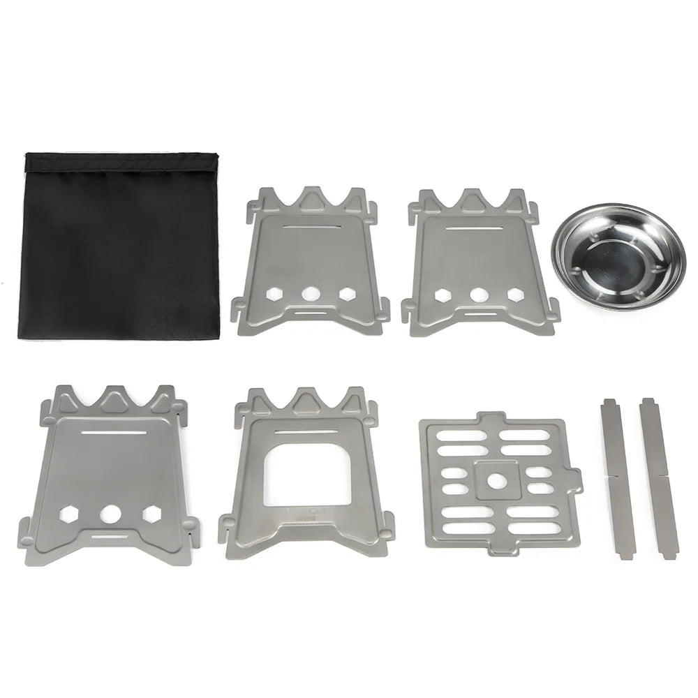 Ultralight Folding Camp Titanium Wood Cooking Stove O84622