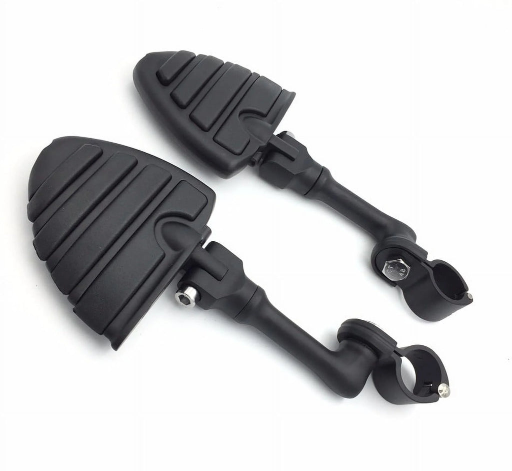 Black Peg Mounting Kit with U Shape Foot Peg Footrest for 1.5 Inch Front Engine Guard Frame Tube P2629