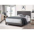 Gray Queen Faux Leather Low Profile Bed Z872514